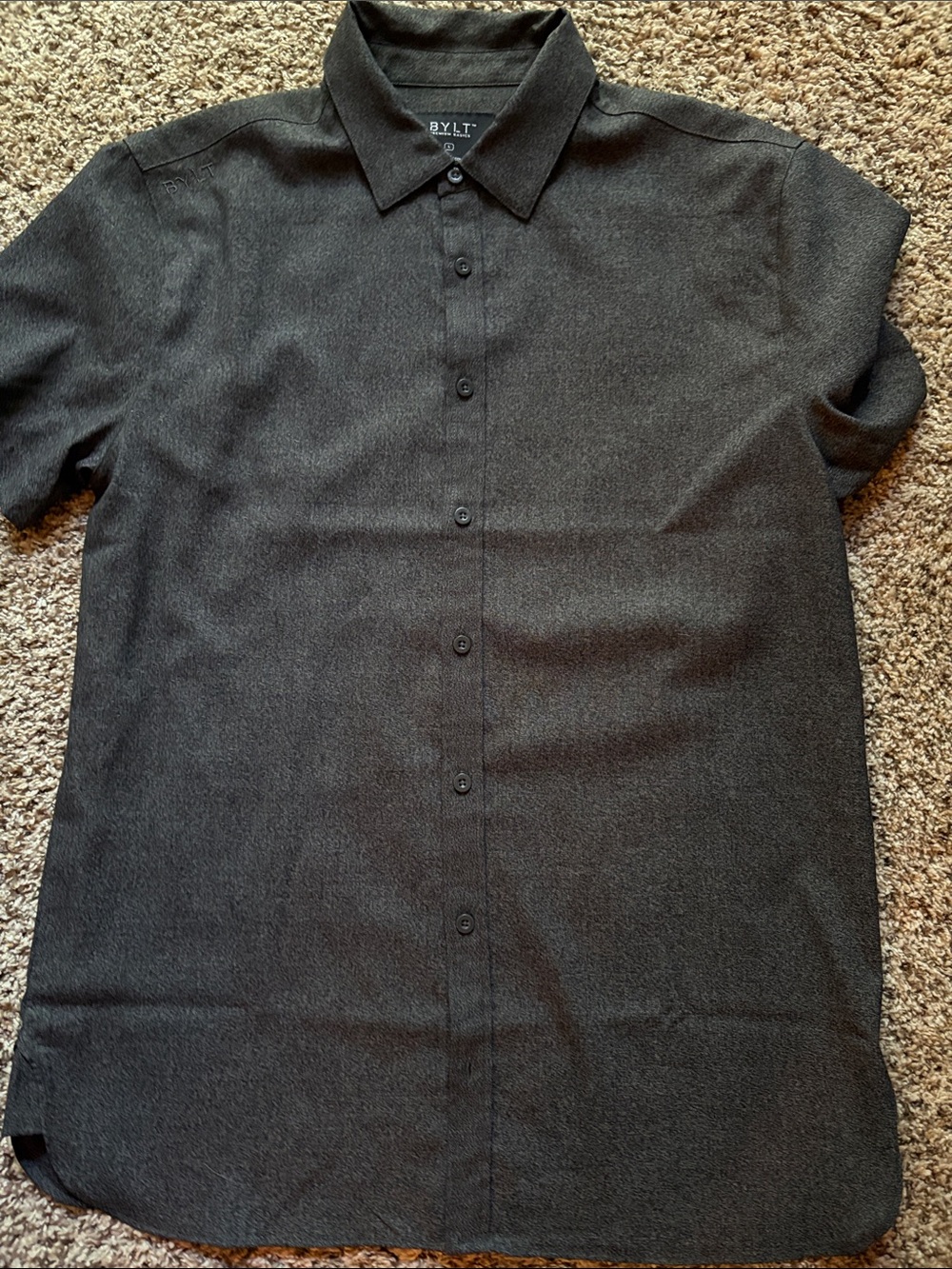 BYLT Basics Men’s Short-Sleeve Button-Up Shirt — Charcoal Black